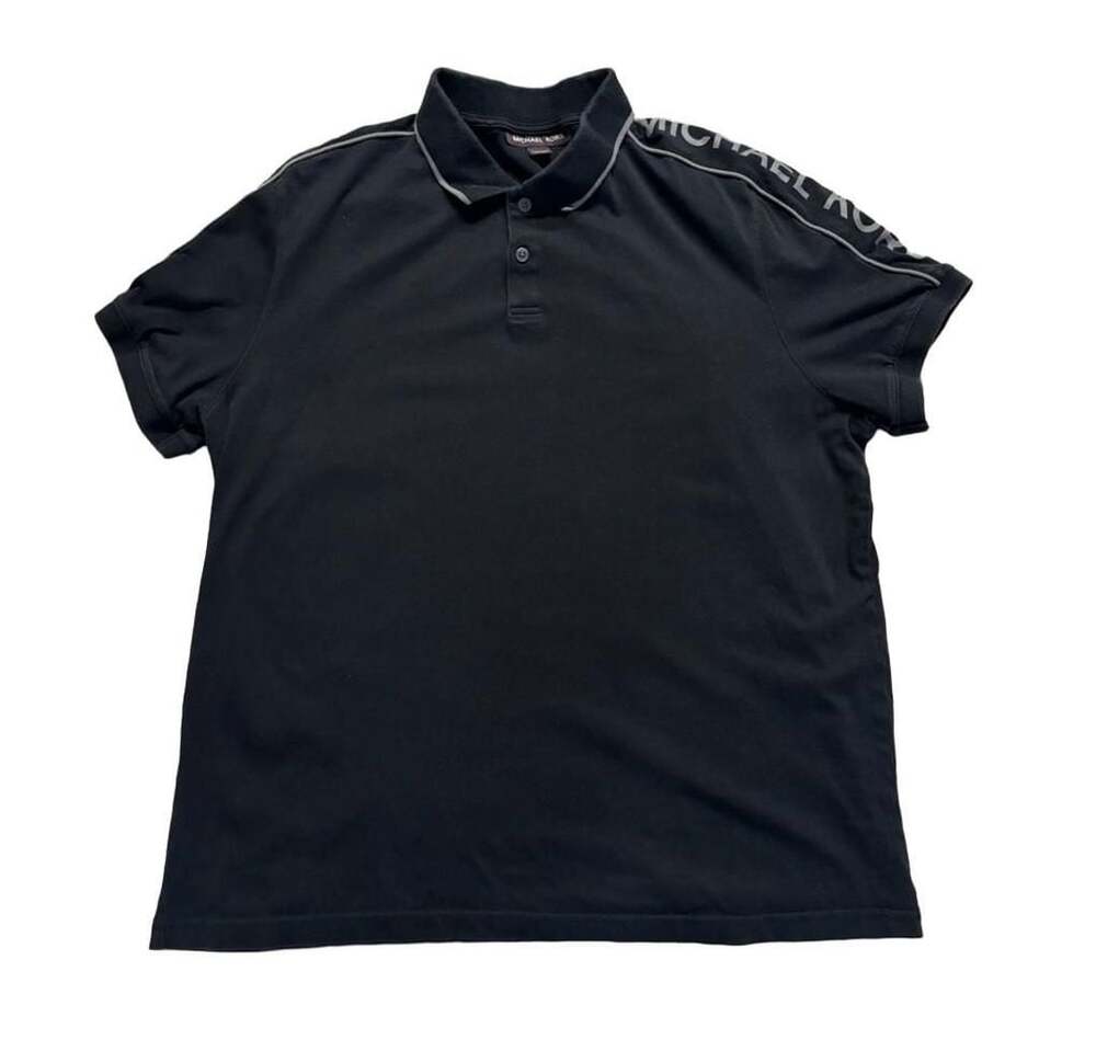 Michael Kors Men's Black Polo Shirt with Shoulder Logo Tape Size XL